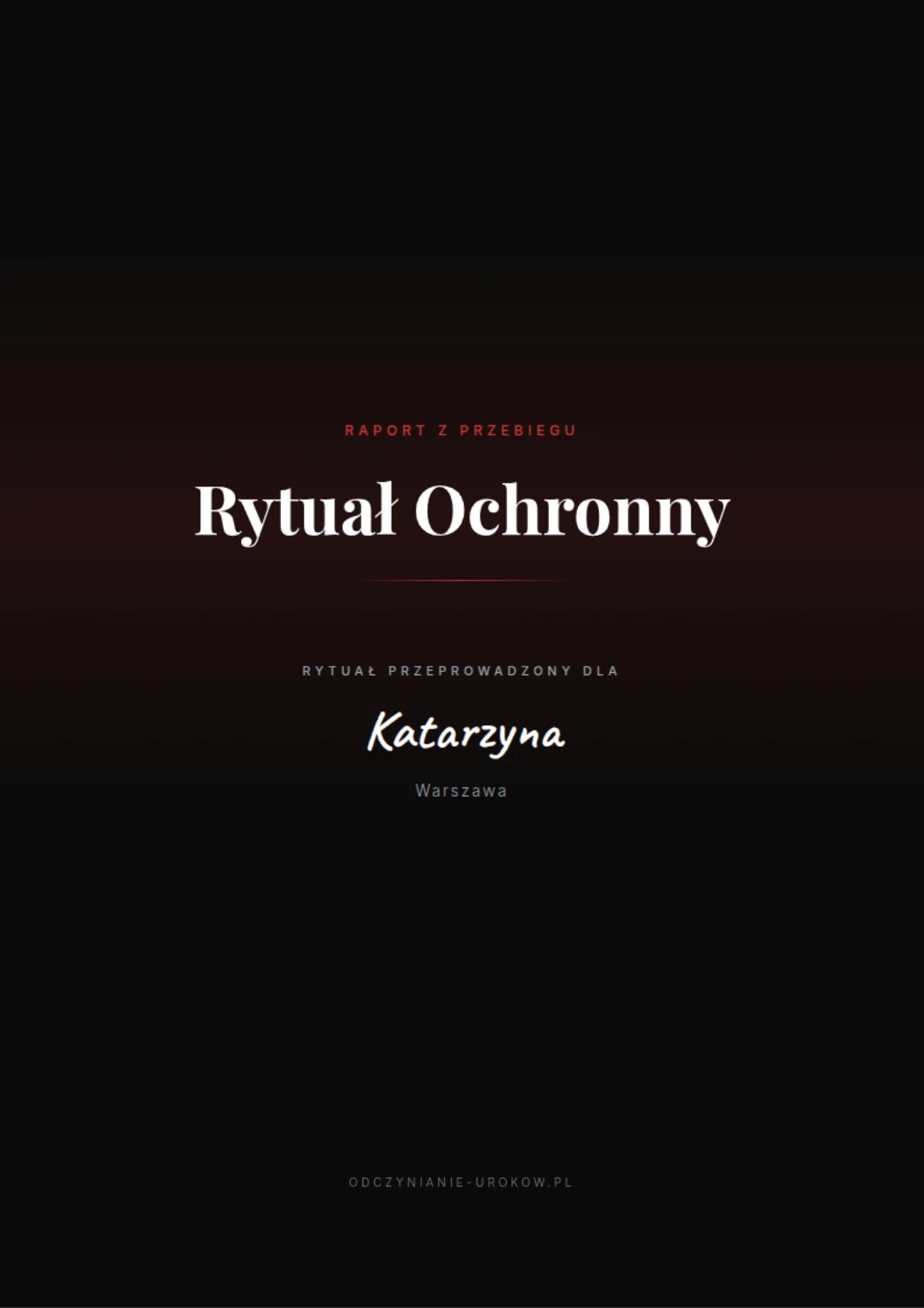 Przykładowa okładka raportu PDF z rytuału ochronnego